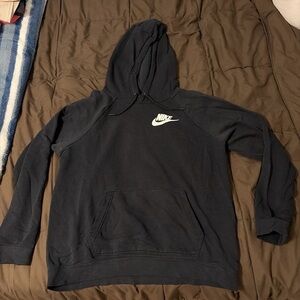 Nike Unisex Black Hoodie with White Logo